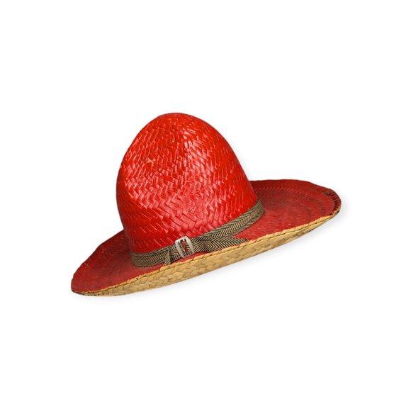Vintage American Harvest Hat Co Sun Toppers Red Woven Straw Hat Size Medium - Picture 3 of 14